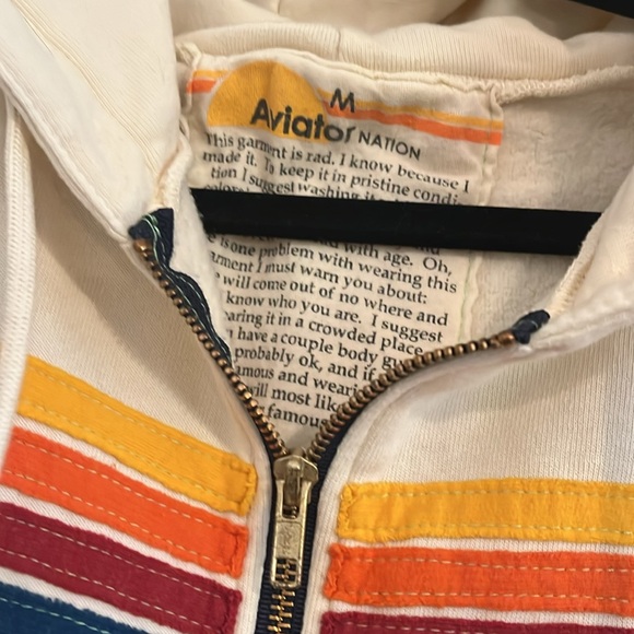 Aviator Nation 5 Stripe Zipper Hoodie size Medium - Picture 7 of 9